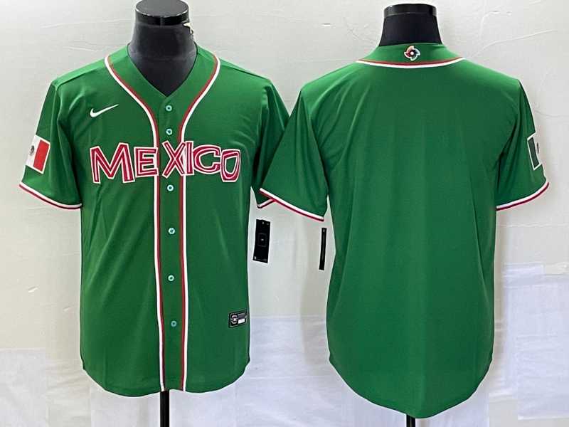 Men%27s Mexico Baseball Blank Green 2023 World Baseball Classic Stitched Jersey->2023 world baseball classic->MLB Jersey